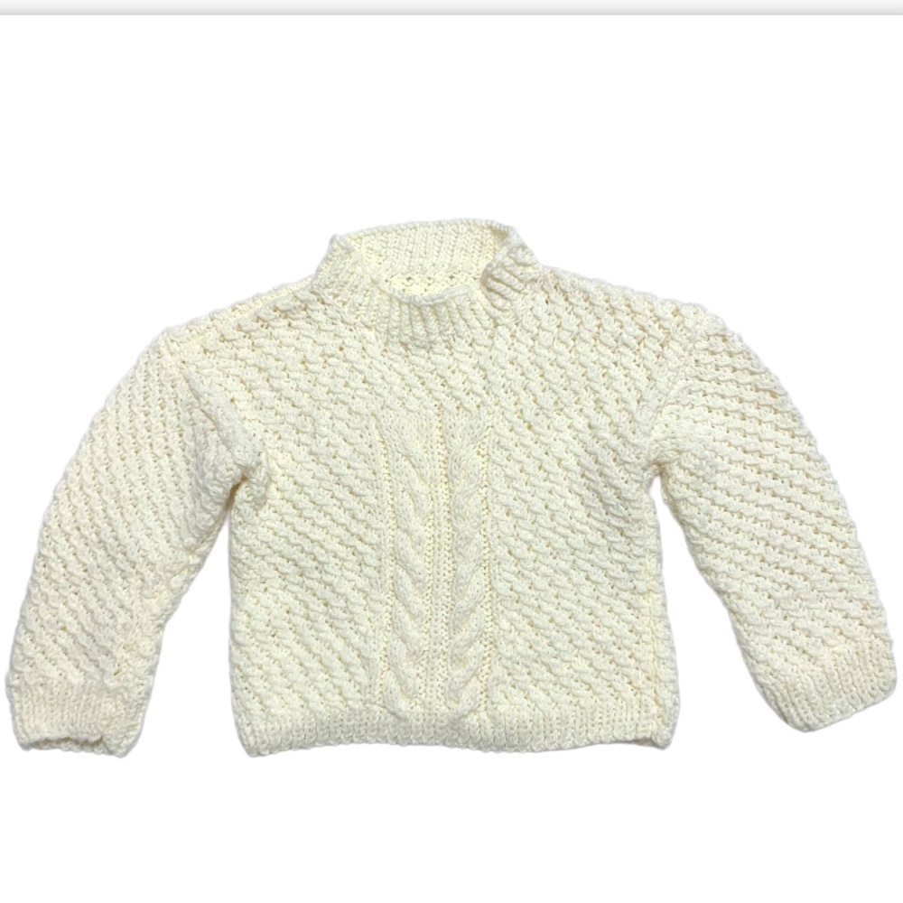 🆕 Handmade Hand Knit Butter Yellow Soft Fall Girls Sweater Custom Crafted